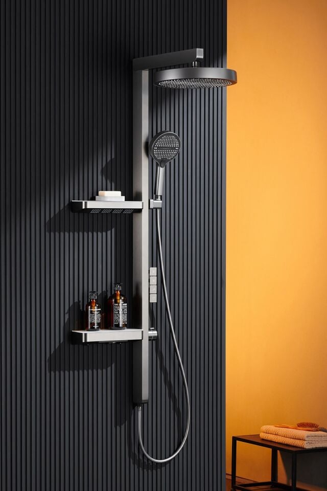 Premium Seri Pirinç Gövde Fonksiyonel Duş Sistemi Paslanmaz Yağmurlama Piyano Duş Seti