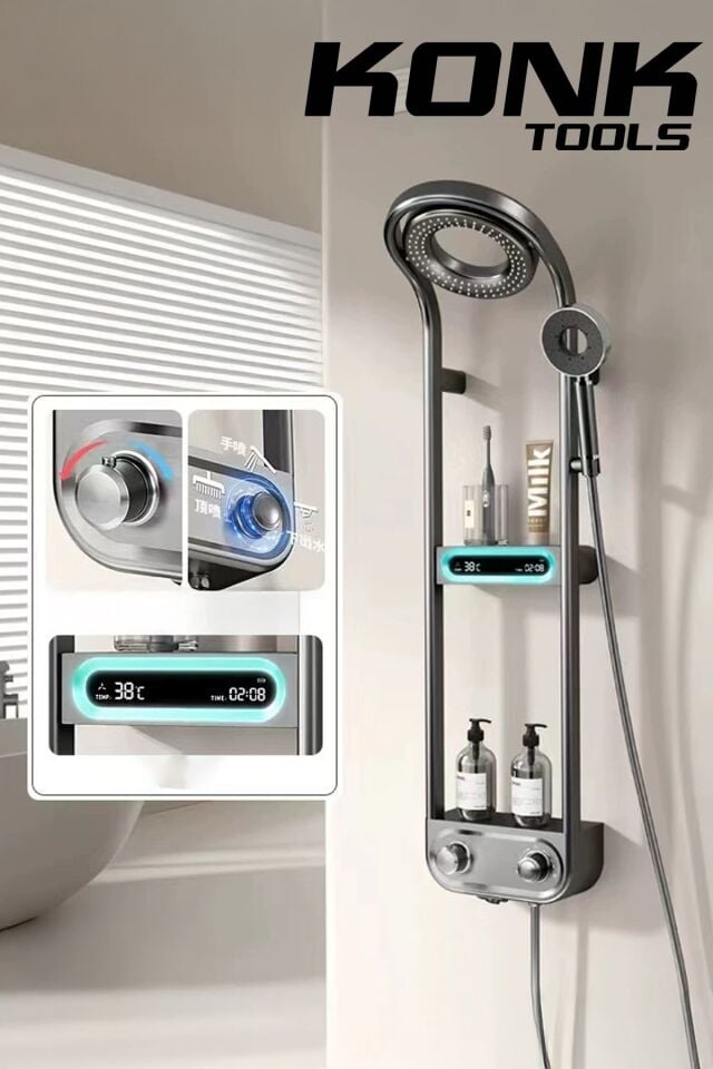 Dijital LED Ekranlı  Robot Duş Seti Lüks Şelale ve Yağmur Duş Sistemi