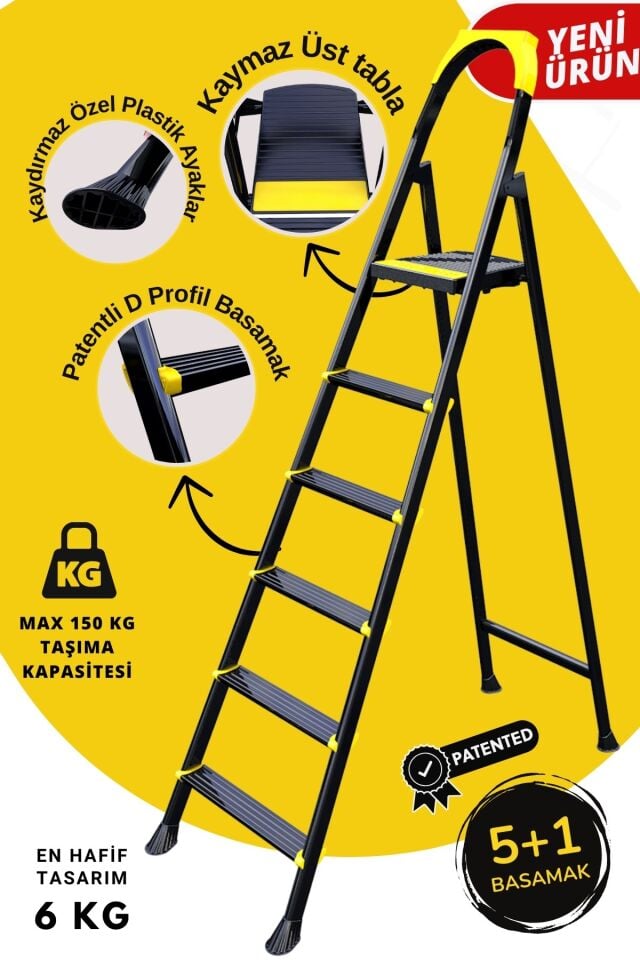 Leo 5+1 Basamaklı Metal Merdiven, leo5