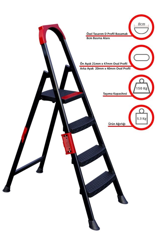 Anka Plus 3+1 Basamaklı Metal Merdiven, anka3