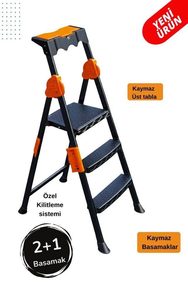 Mensa Plus 2+1 Basamaklı Metal Merdiven, MENSA2