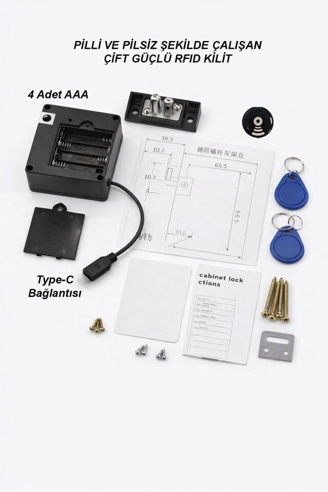 KonkTools Görünmez RFID Elektronik Dolap Kilidi - Akıllı Gizli Çekmece Kilidi