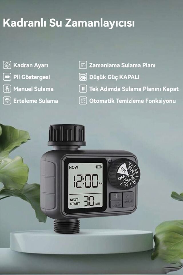 Akıllı Bahçe Sulama Dijital Su Zamanlayıcısı - LCD Ekranlı, IPX5 Su Geçirmez, Hassas Ayarlı