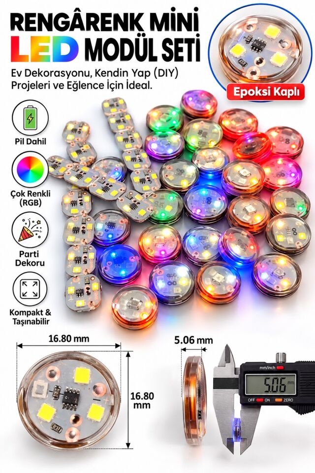 10 adet 3D Tasarımlara Özel Harekete Duyarlı Mini LED Seti – 10 Saniye Zaman Ayarlı, Epoksi Kaplı