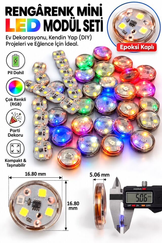 1000 adet 3D Tasarımlara Özel Harekete Duyarlı Mini LED Seti – 10 Saniye Zaman Ayarlı, Epoksi Kaplı
